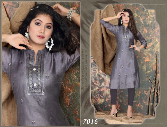 Riyaa Sillky 1 Designer New Fancy Regular Wear Chanderi Silk Kurti Collection